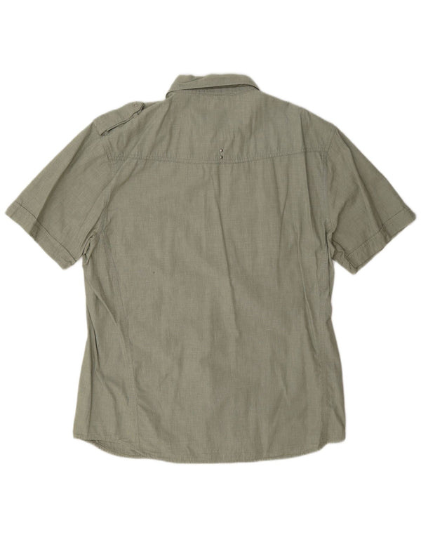 Wrangler Mens Greensboro Short Sleeve Military Shirt 2XL Khaki Cotton