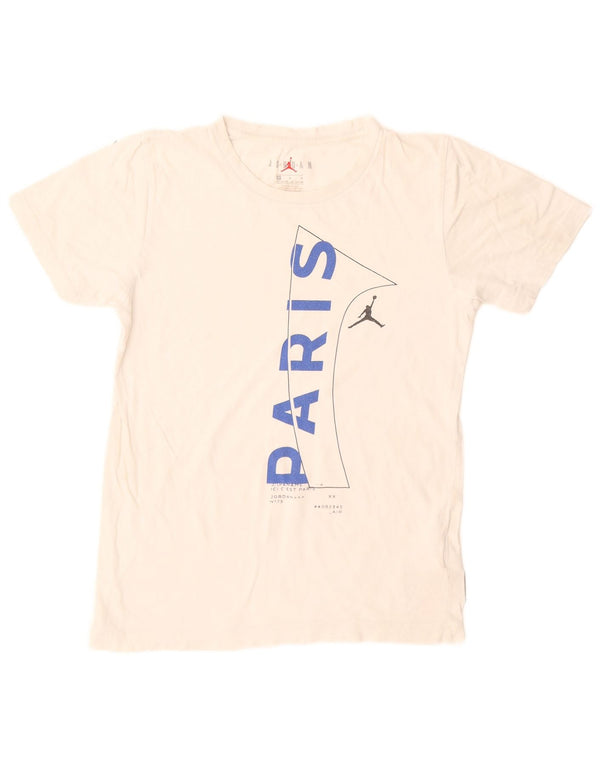 Jordan Boys Paris Graphic T-Shirt Top 10-11 Years Medium White Cotton
