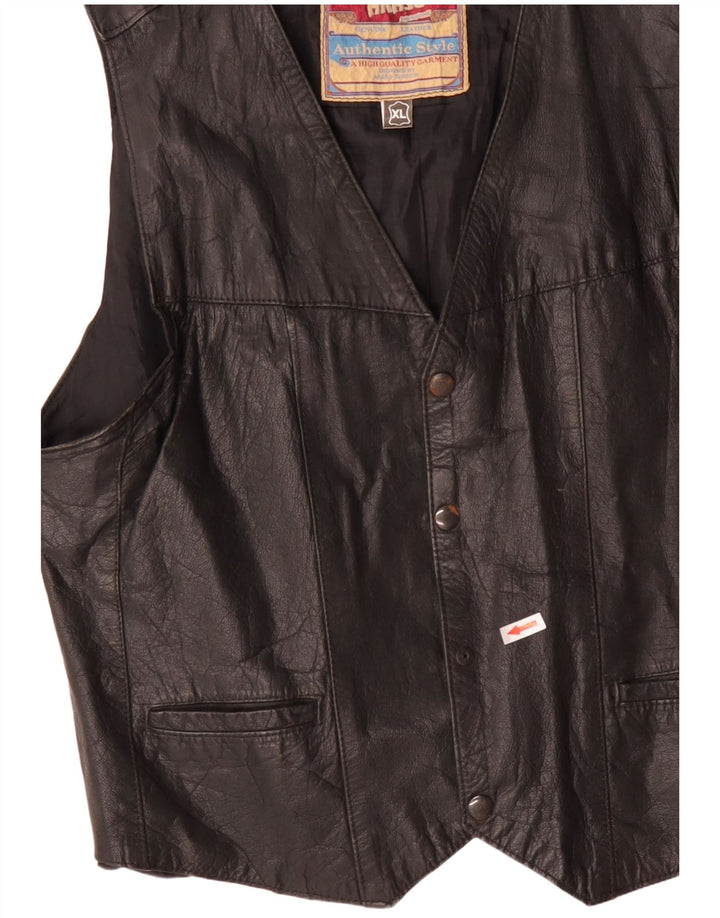 Akaso Mens Leather Waistcoat XL Black Leather