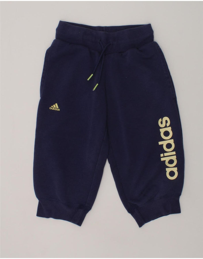 ADIDAS Girls Tracksuit Trousers Joggers 7-8 Years Navy Blue Cotton | Vintage Adidas | Thrift | Second-Hand Adidas | Used Clothing | Messina Hembry 