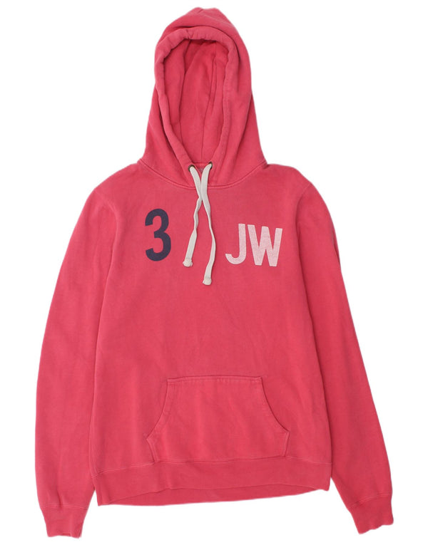 Jack Wills Womens Graphic Hoodie Jumper UK 14 Large Pink Cotton