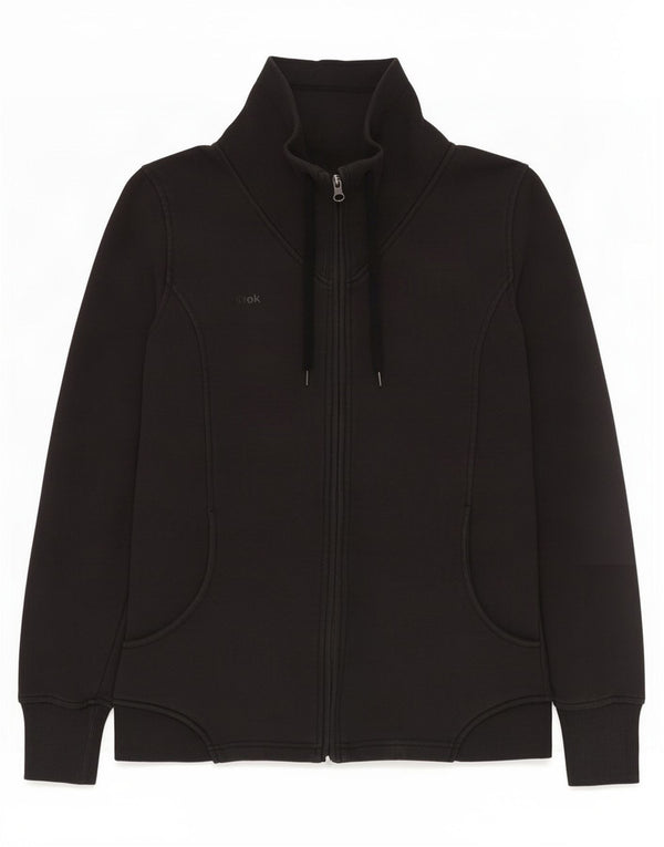 Reebok Womens Tracksuit Top Jacket UK 12 Medium Black Cotton