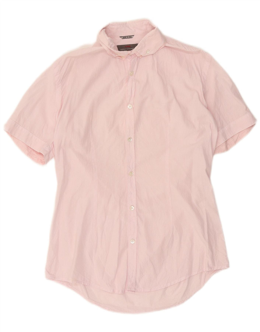 Daniele Alessandrini Mens Shirt Size 39 15 1/2 Medium Pink Pinstripe