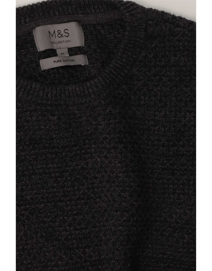 Marks & Spencer Mens Crew Neck Jumper Sweater Medium Grey Cotton