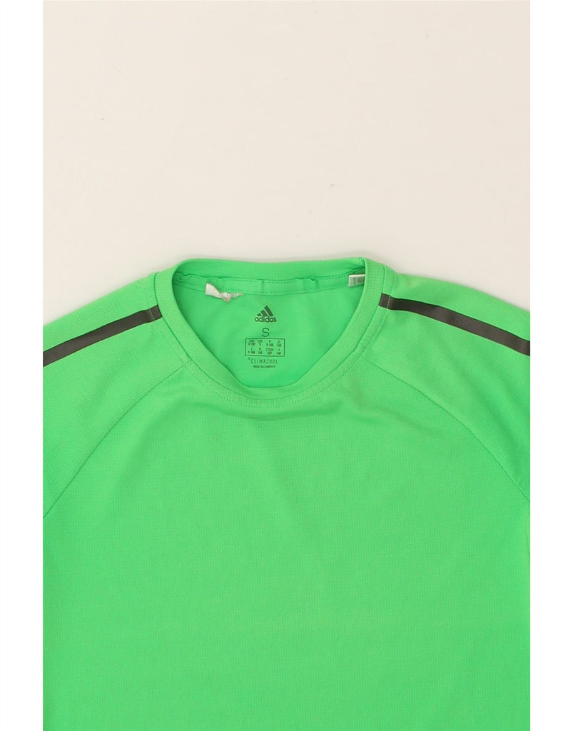 ADIDAS Boys Climacool T-Shirt Top 9-10 Years Small Green Polyester | Vintage Adidas | Thrift | Second-Hand Adidas | Used Clothing | Messina Hembry 