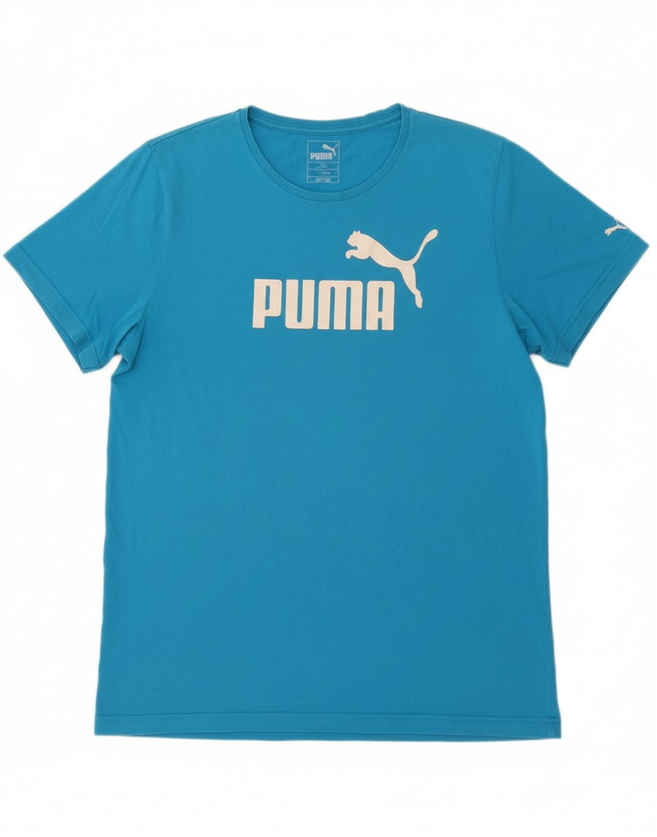 PUMA Mens Graphic T-Shirt Top Large Blue Cotton