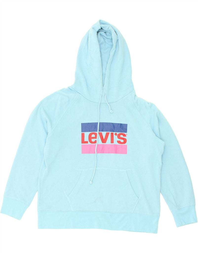 LEVI'S Womens Oversized Graphic Hoodie Jumper UK 14 Medium Blue Cotton | Vintage Levi's | Thrift | Second-Hand Levi's | Used Clothing | Messina Hembry 