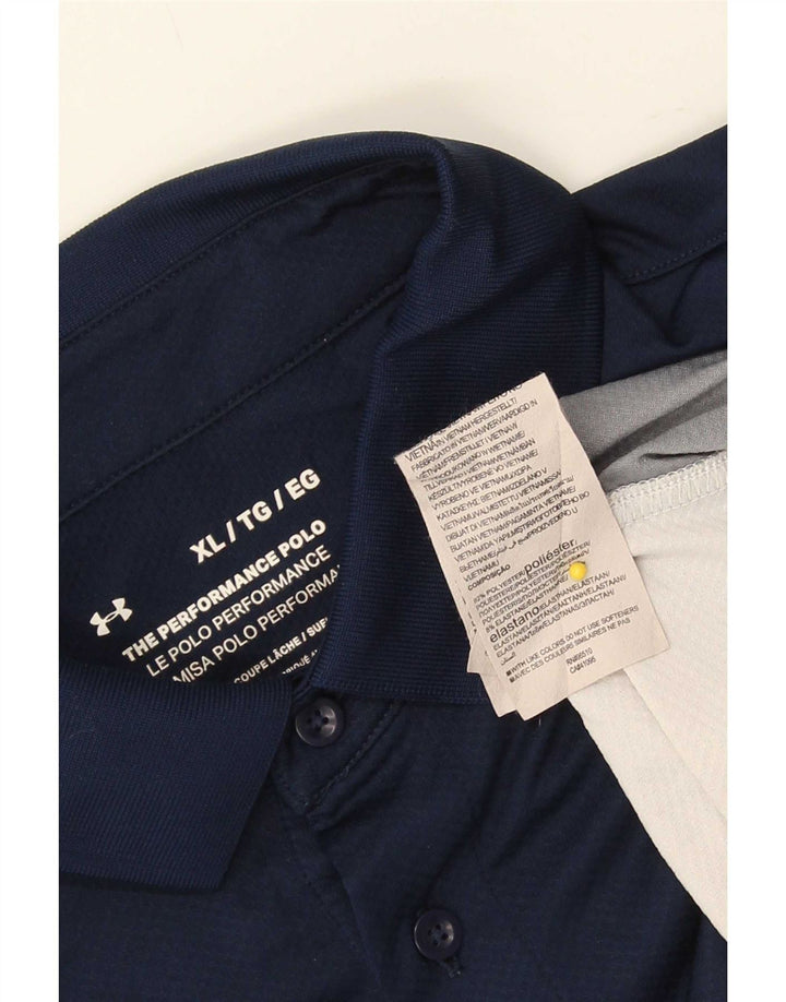 Under Armour Mens Polo Shirt XL Navy Blue Colourblock Elastane