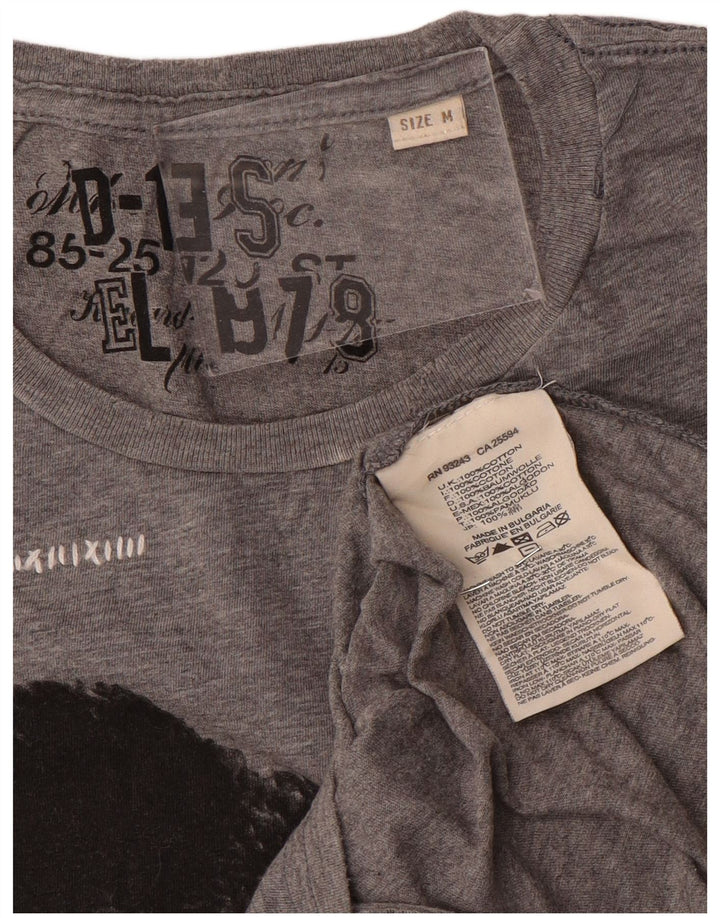 Diesel Mens Graphic T-Shirt Top Medium Grey Cotton