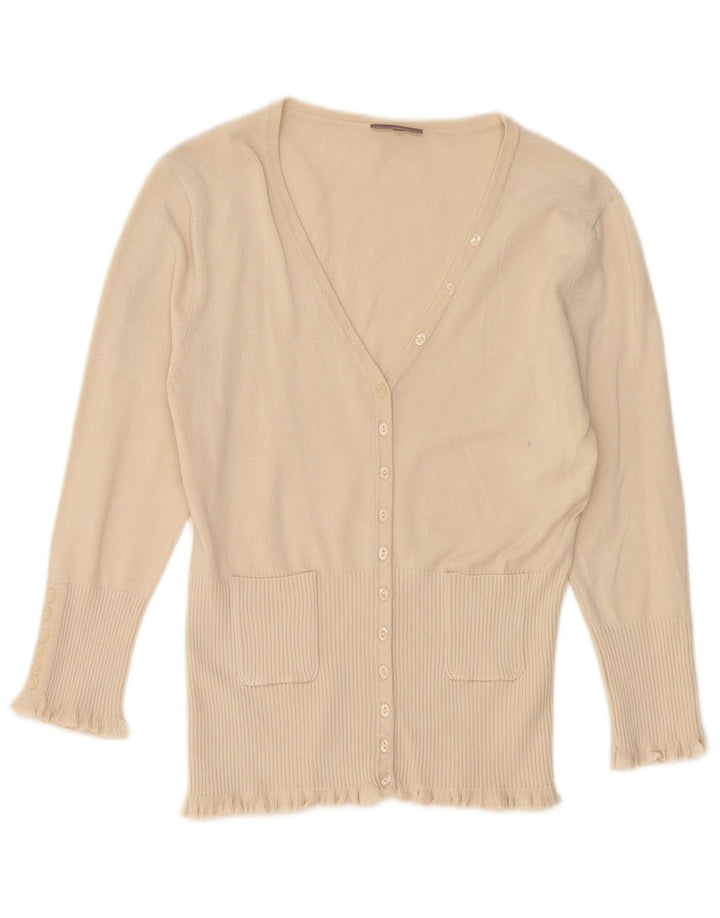 John Lewis Womens Cardigan Sweater UK 10 Small Beige Viscose