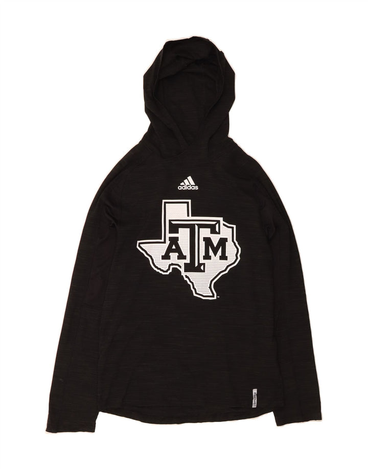 ADIDAS Mens Climalite Graphic Hoodie Jumper Small Black Polyester Vintage Adidas and Second-Hand Adidas from Messina Hembry 