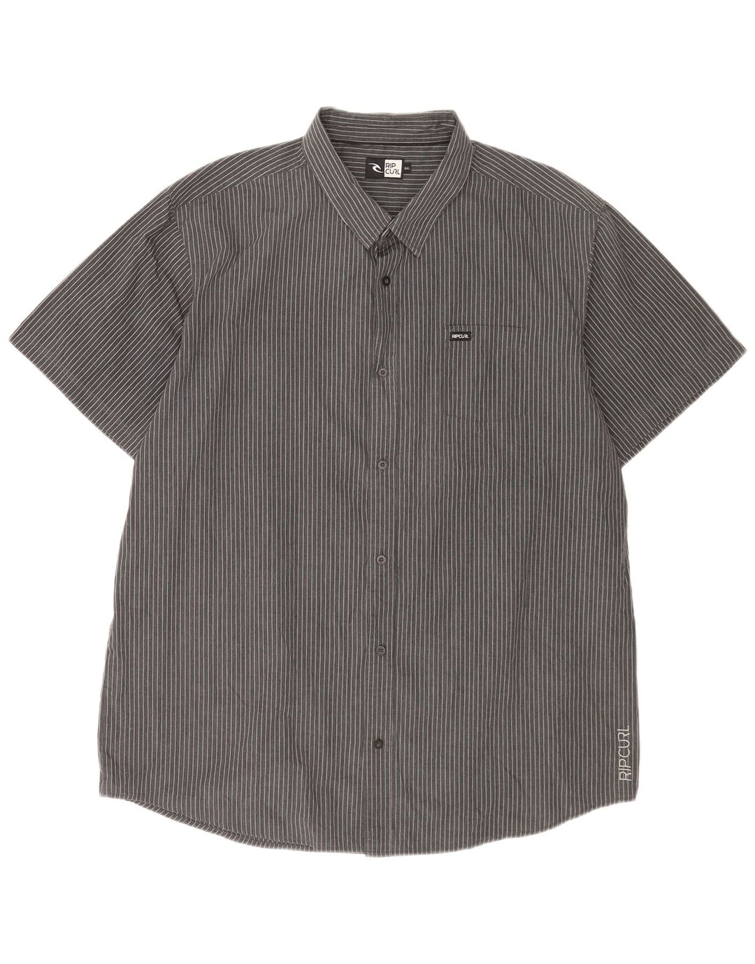 Rip Curl Mens Short Sleeve Shirt 2XL Grey Pinstripe