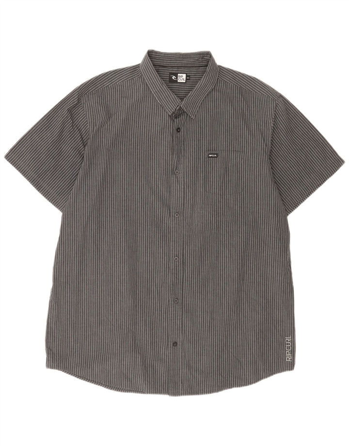 Rip Curl Mens Short Sleeve Shirt 2XL Grey Pinstripe