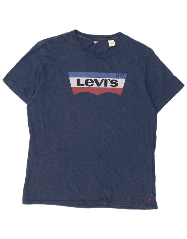 Levi's Mens Graphic T-Shirt Top Large Navy Blue Cotton