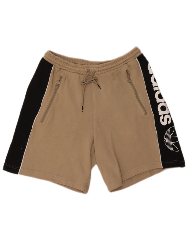 Adidas Mens Graphic Sport Shorts Medium Beige Colourblock Cotton