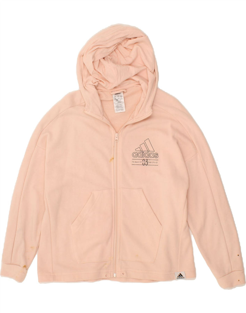 ADIDAS Womens Oversized Graphic Zip Hoodie Sweater UK 8/10 Small Pink Vintage Adidas and Second-Hand Adidas from Messina Hembry 