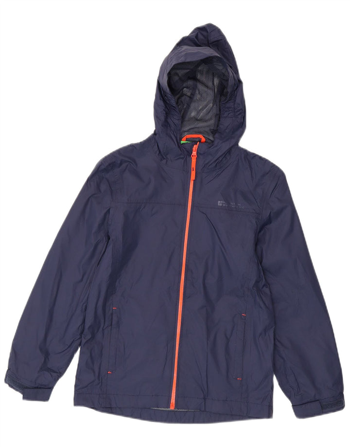 MOUNTAIN WAREHOUSE Boys Hooded Rain Jacket 9-10 Years Navy Blue Nylon