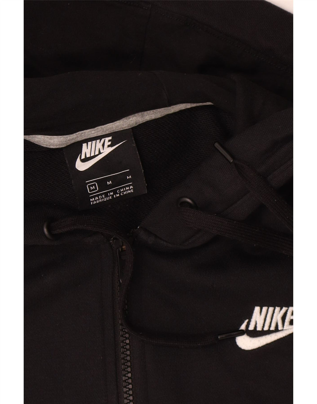 Nike Womens Zip Hoodie Sweater UK 14 Medium Black Cotton