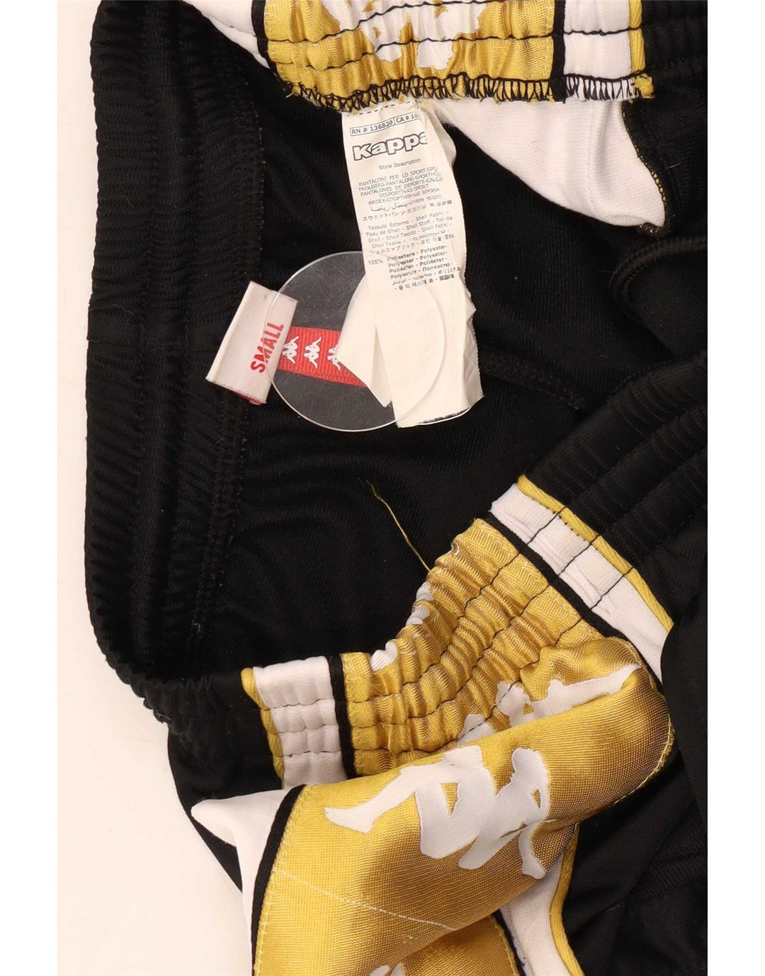 Kappa Mens Graphic Crop Tracksuit Trousers Small Black Colourblock
