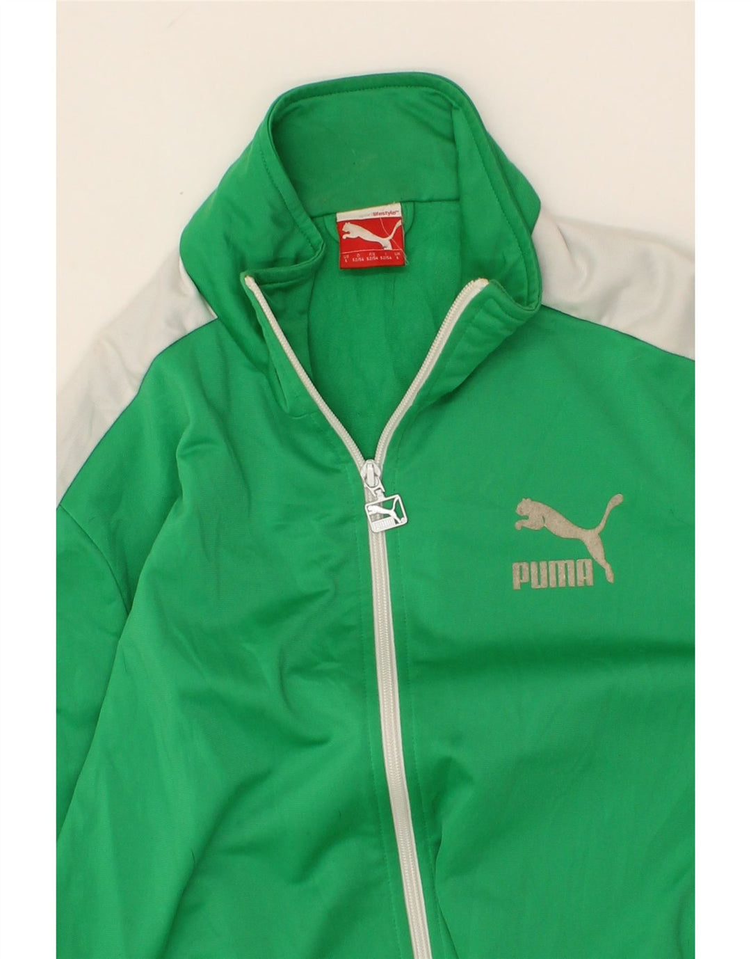 PUMA Mens Tracksuit Top Jacket Large Green Polyester