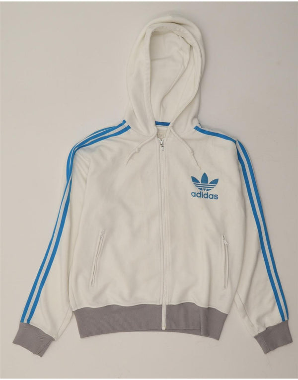 Adidas Mens Hooded Zip Hoodie Sweater Medium White Colourblock Polyester