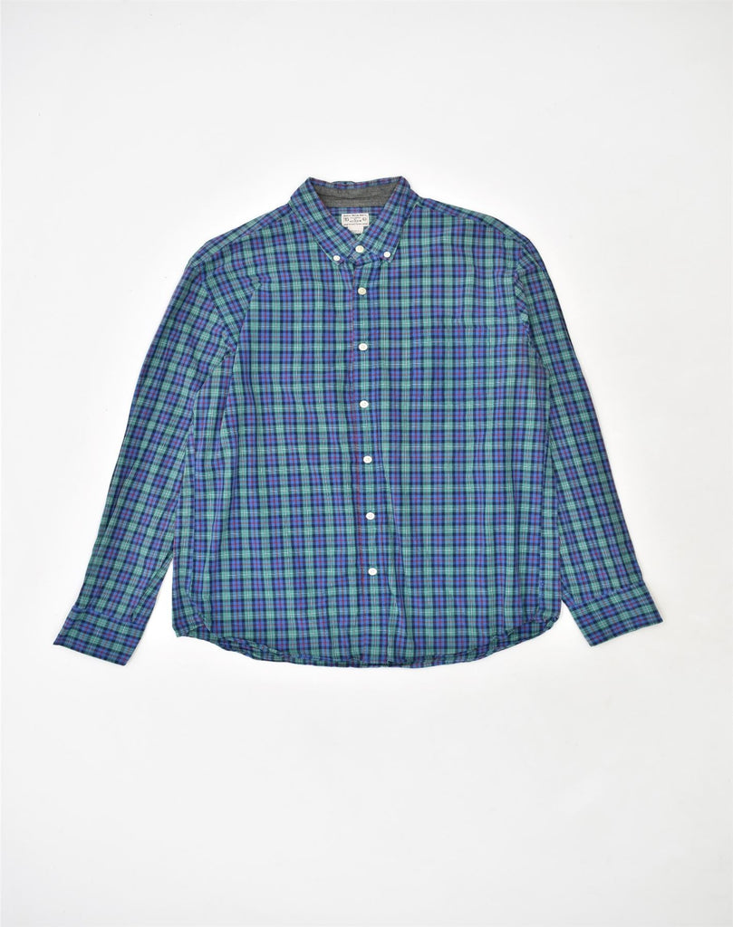 J. CREW Mens Tailored Fit Shirt Large Blue Check Cotton | Vintage | Thrift | Second-Hand | Used Clothing | Messina Hembry 