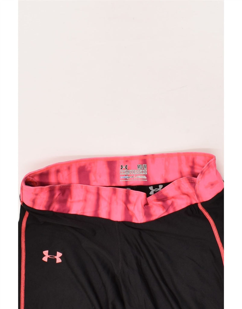 UNDER ARMOUR Womens Cold Gear Graphic Leggings UK 12 Medium Black | Vintage Under Armour | Thrift | Second-Hand Under Armour | Used Clothing | Messina Hembry 