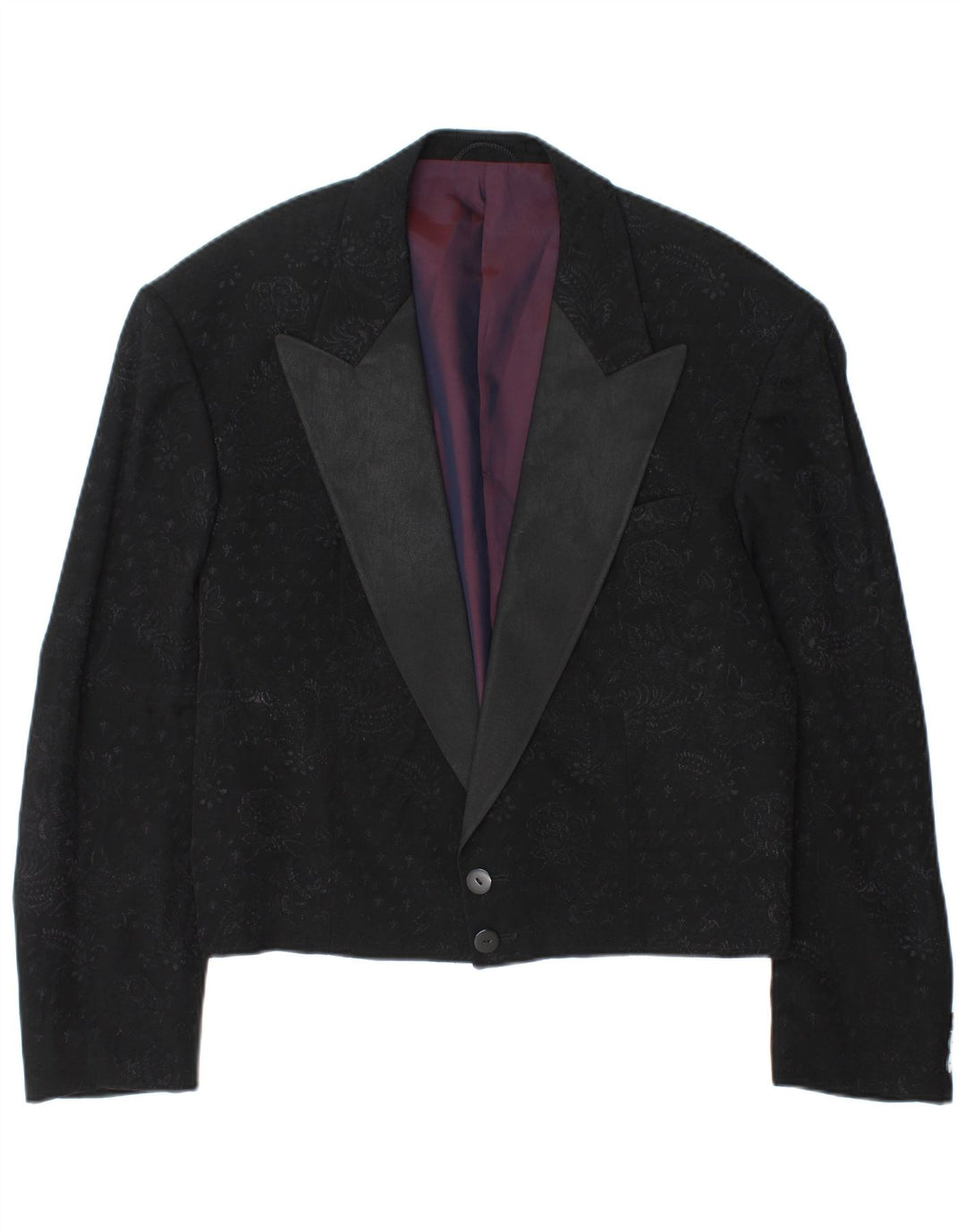 Wilvorst Mens 2 Button Blazer Jacket UK 40 Large Black Paisley Viscose