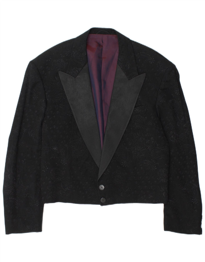 Wilvorst Mens 2 Button Blazer Jacket UK 40 Large Black Paisley Viscose