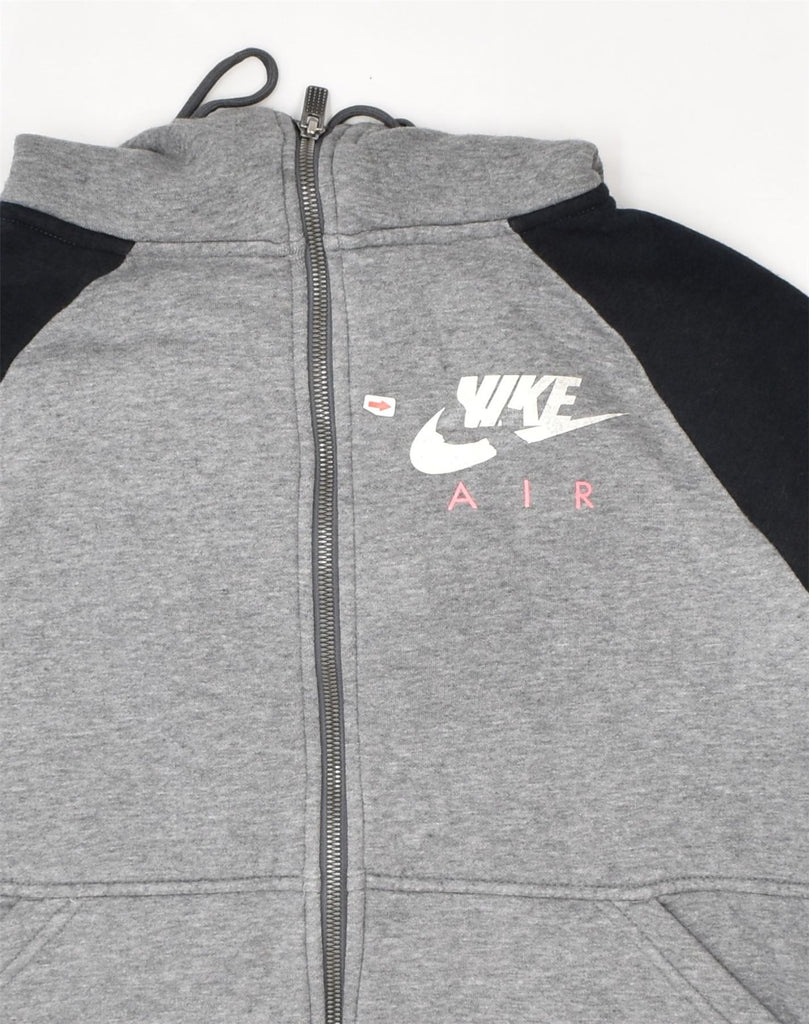 NIKE Womens Loose Fit Graphic Zip Hoodie Sweater UK 10 Small Grey | Vintage | Thrift | Second-Hand | Used Clothing | Messina Hembry 