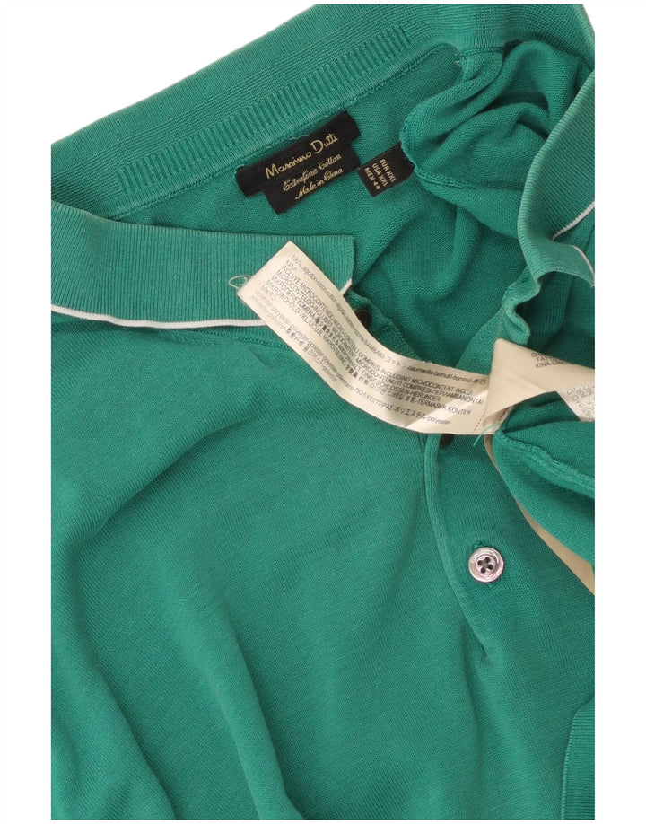 Massimo Dutti Mens Polo Shirt 2XL Green Cotton