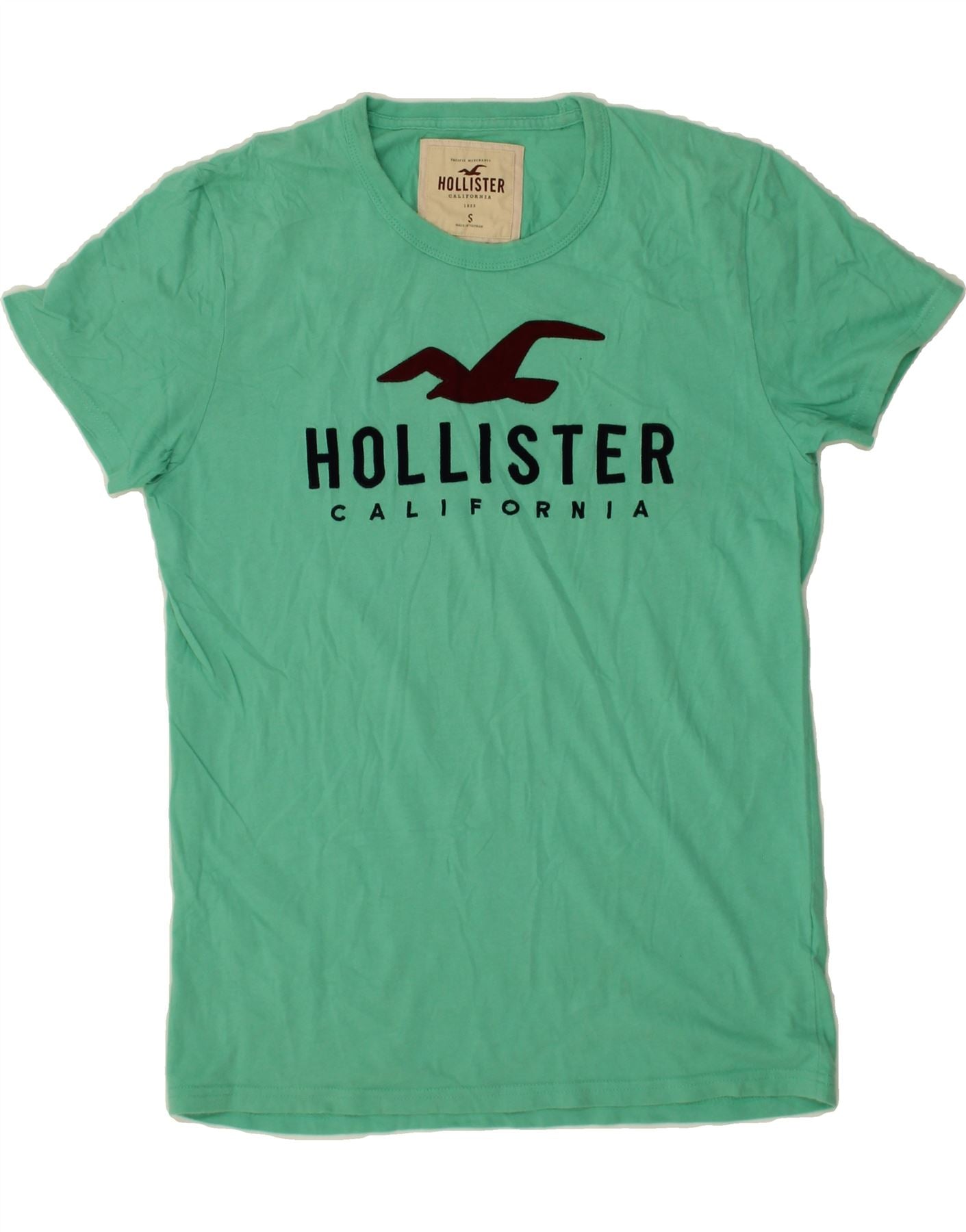HOLLISTER Mens Graphic T-Shirt Top Small Green Vintage Second