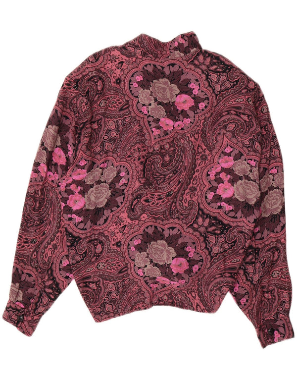 VINTAGE Womens Oversized Shirt Blouse UK 14 Large Pink Floral Viscose