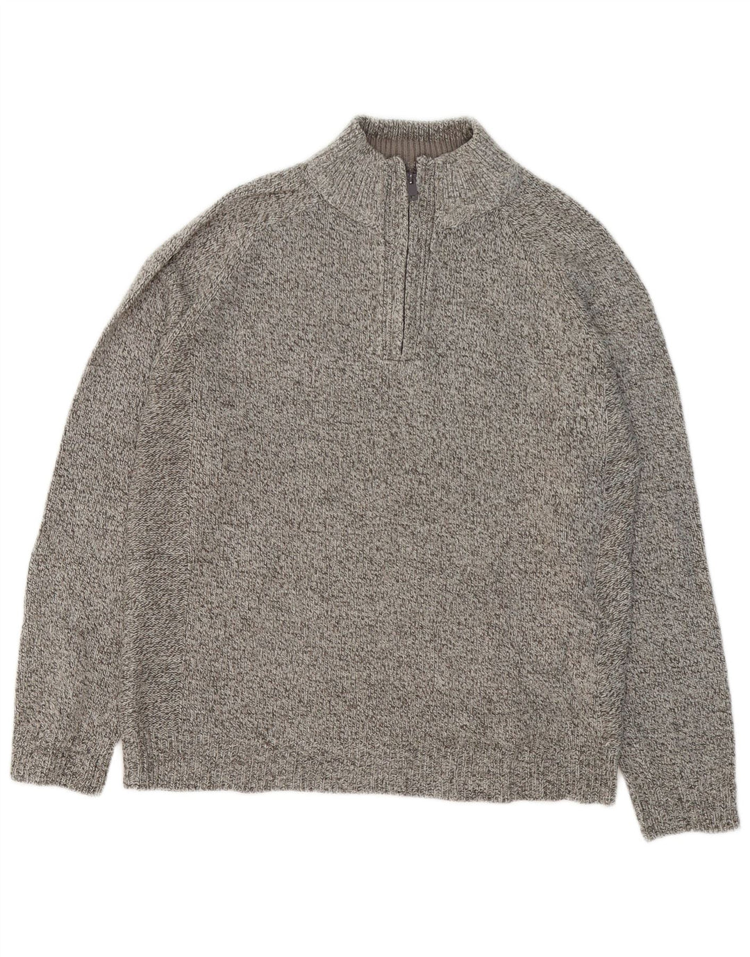 Marks & Spencer Mens Zip Neck Jumper Sweater Medium Grey Flecked