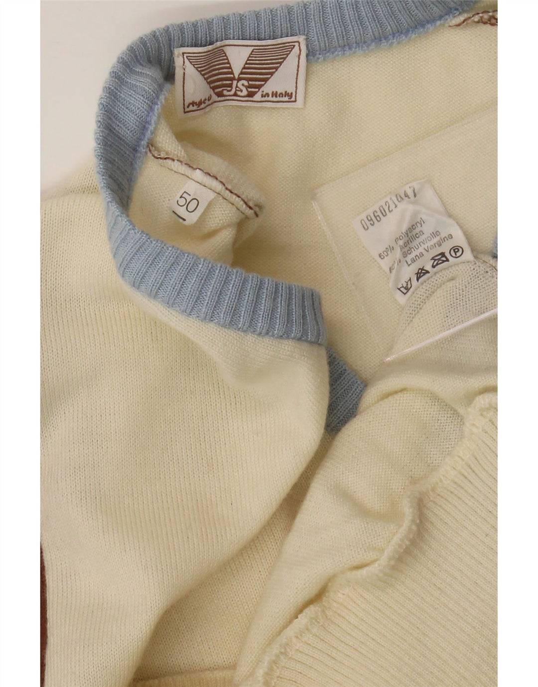 VINTAGE Mens V-Neck Jumper Sweater IT 50 Medium Multicoloured Colourblock