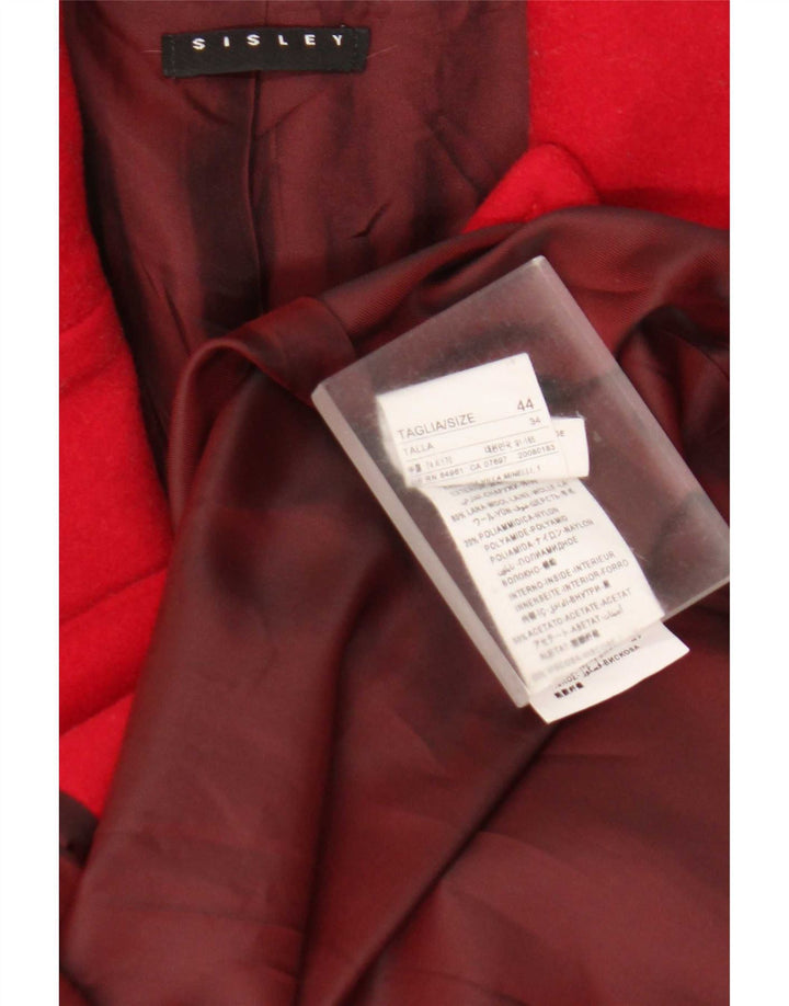 Sisley Womens Overcoat IT 44 Medium Red Wool