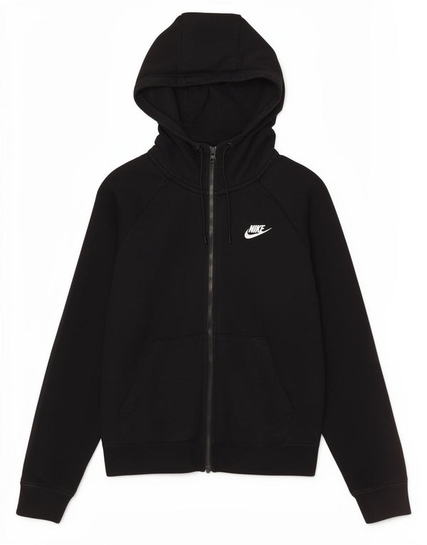 Nike Womens Zip Hoodie Sweater UK 6 XS Black Cotton Sports