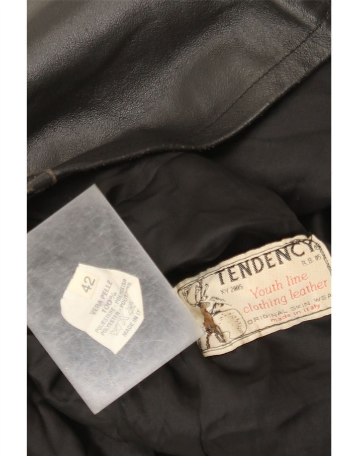 Vintage Womens Leather Jacket IT 42 Medium Black Leather