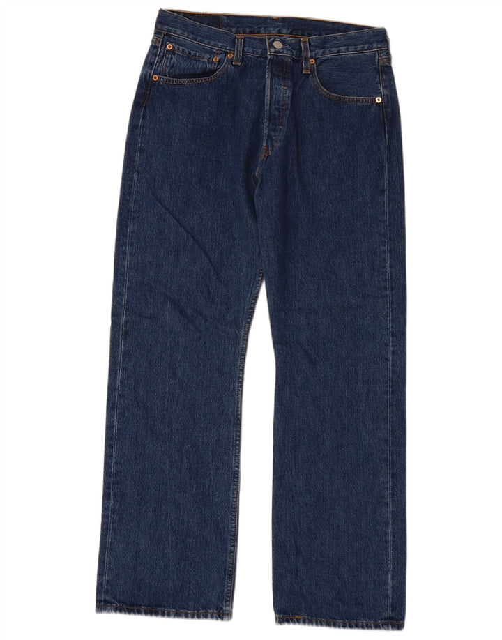 Levi's Mens 501 Straight Jeans W32 L30 Navy Blue Cotton