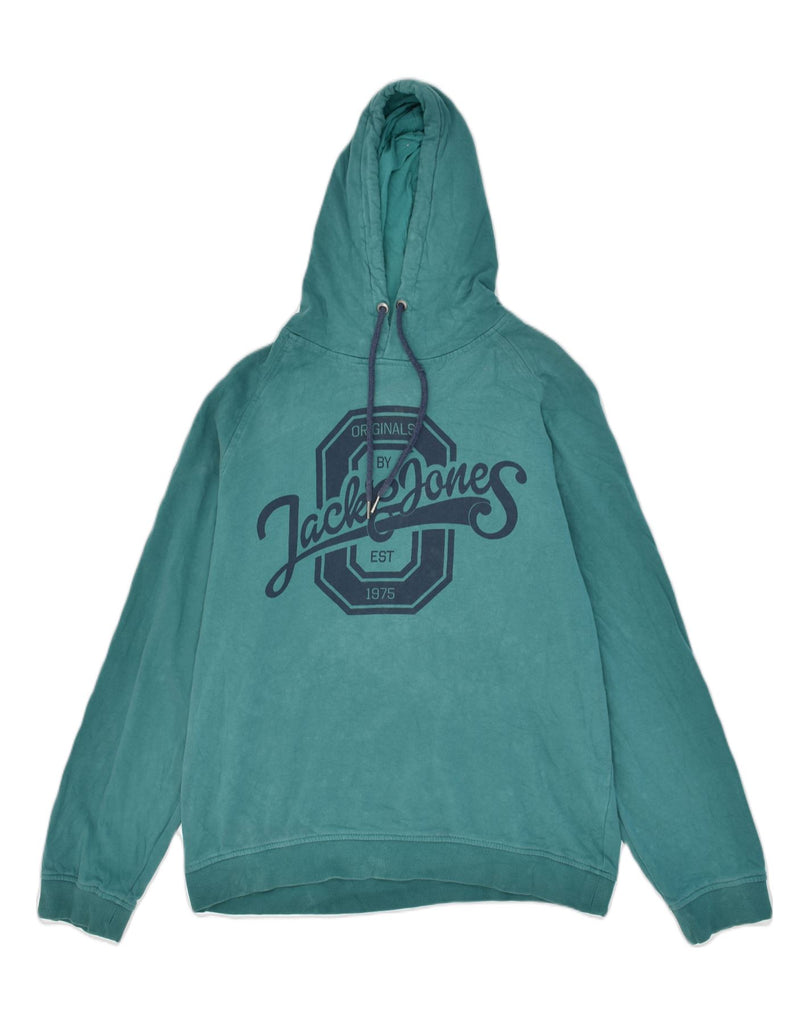 JACK & JONES Mens Graphic Hoodie Jumper XL Green Cotton | Vintage Jack & Jones | Thrift | Second-Hand Jack & Jones | Used Clothing | Messina Hembry 