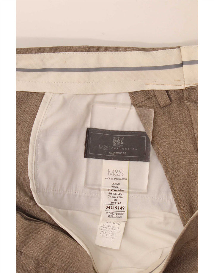 Marks & Spencer Mens Pegged Regular Fit Suit Trousers W44 L29 Beige