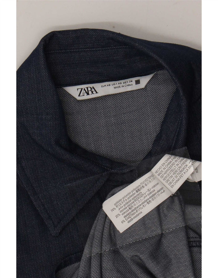 Zara Womens Oversized Shirt UK 6 XS Navy Blue Polyester