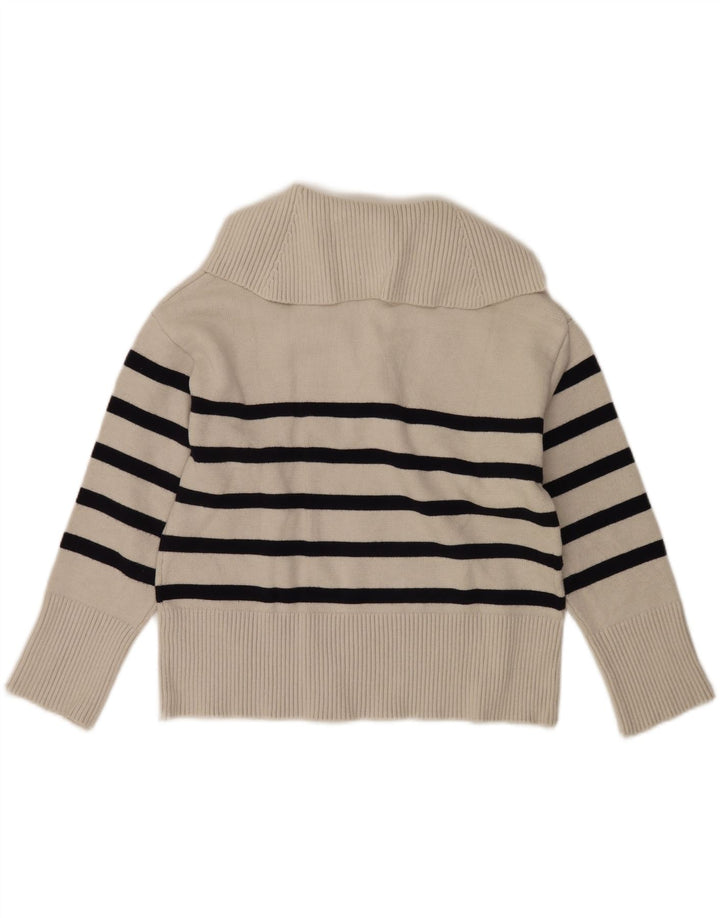 Zara Womens Roll Neck Jumper Sweater UK 10 Small Off White Striped