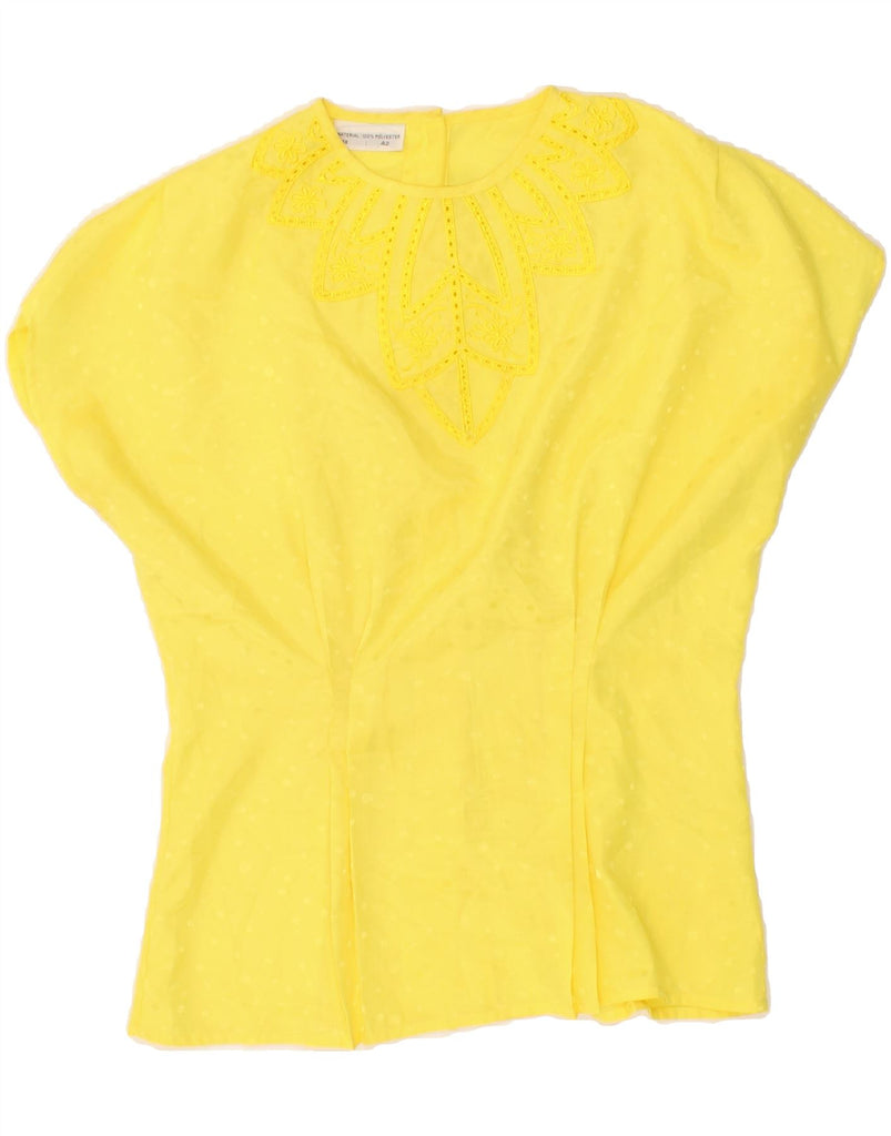 VINTAGE Womens Blouse Top IT 42 Medium Yellow Polyester Vintage Vintage and Second-Hand Vintage from Messina Hembry 