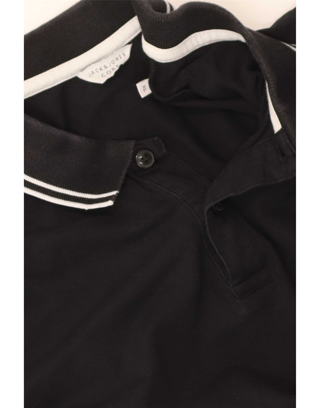 Jack & Jones Mens Polo Shirt XL Black Striped