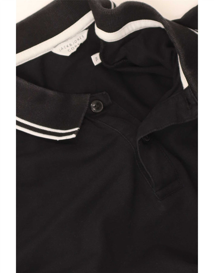 Jack & Jones Mens Polo Shirt XL Black Striped