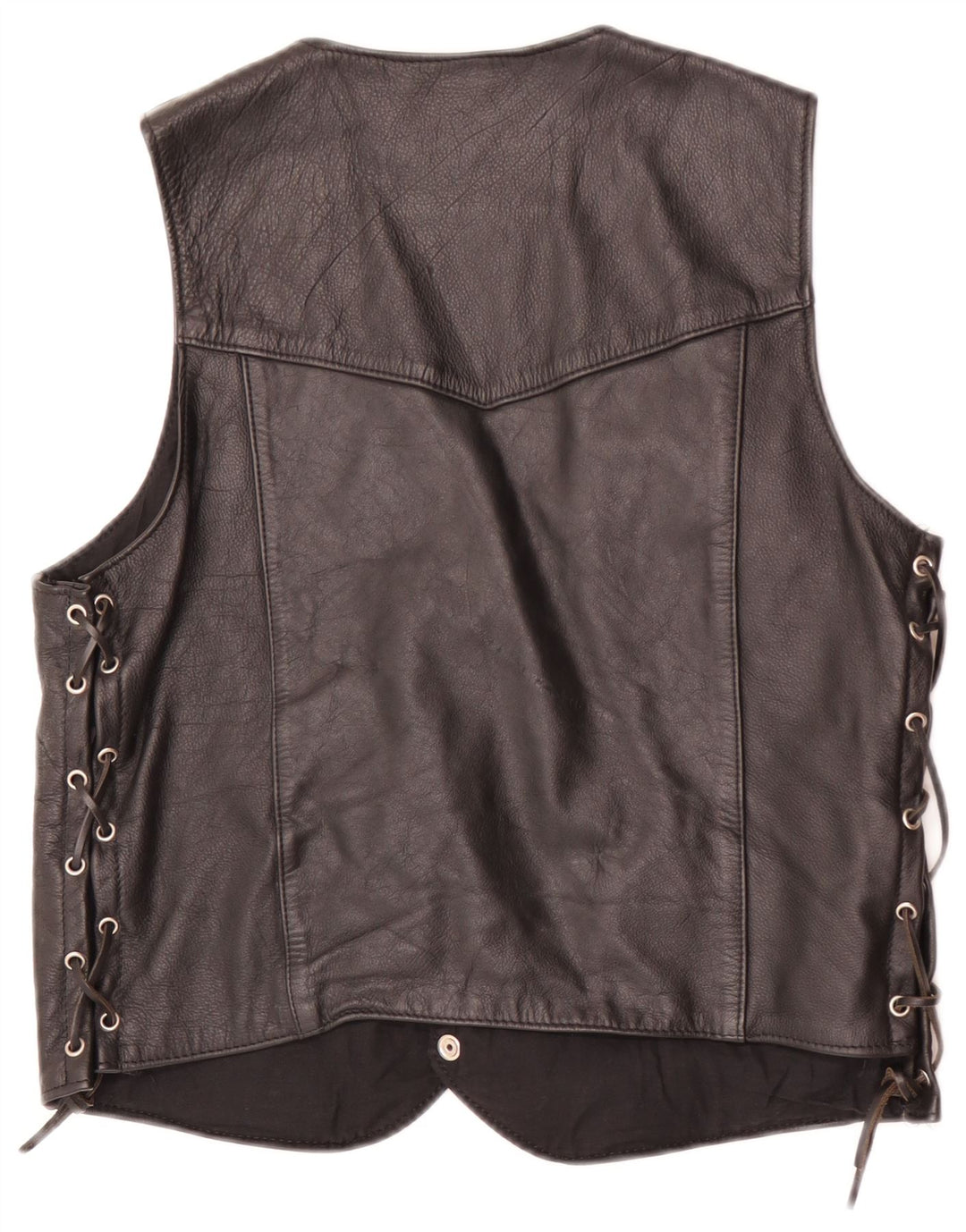 Vintage Mens Leather Waistcoat EU 44 XS Black
