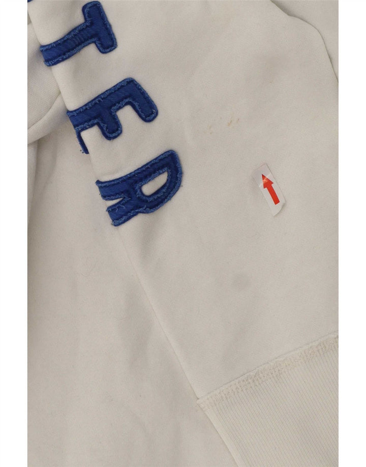 Hollister Mens Graphic Zip Hoodie Sweater Medium White Cotton