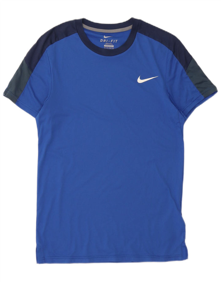 Nike Mens Dri Fit T-Shirt Top XS Blue Colourblock Polyester