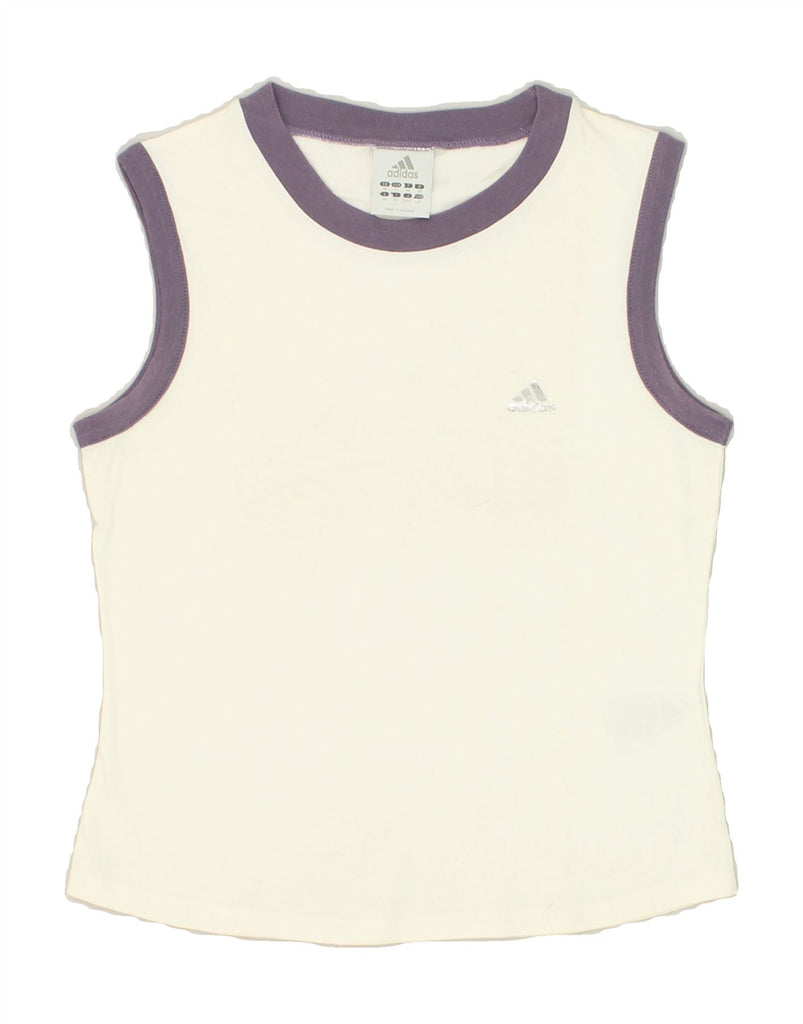 ADIDAS Womens Crop Vest Top UK 18 XL White Cotton | Vintage Adidas | Thrift | Second-Hand Adidas | Used Clothing | Messina Hembry 